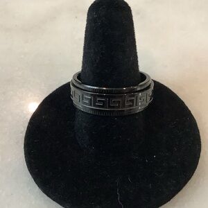 King Will Men's Black Greek Key Stainless Steel Ring, Brand New